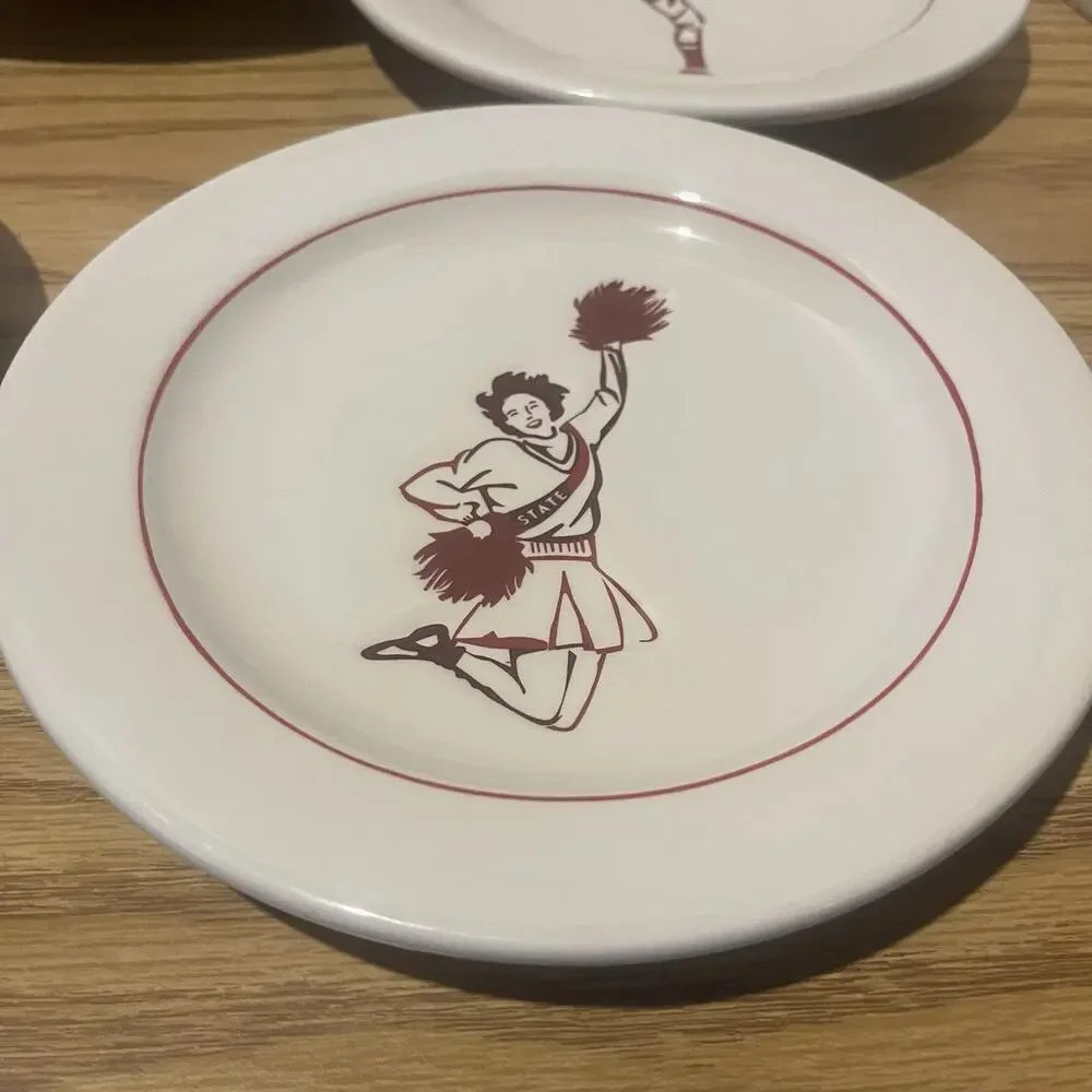 Williams-Sonoma Vintage Football Snack Dessert Salad 7-1/8” Plates Set of 4